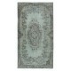 Modern Handmade Turkish Accent Rug for Entryway. Light Blue Color Kitchen Decor Rug