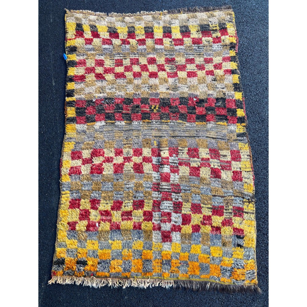 Antique Turkish Tulu Rug with Checkered Design