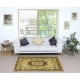 Overdyed Yellow Turkish Wool Rug, Modern Handmade Floor Covering