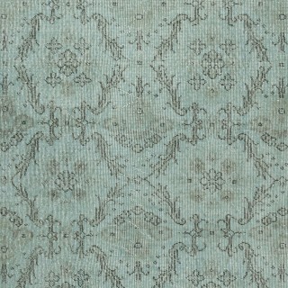 Light Blue Color Over-Dyed Small Rug. Modern Handmade Turkish Accent Rug with Floral Design