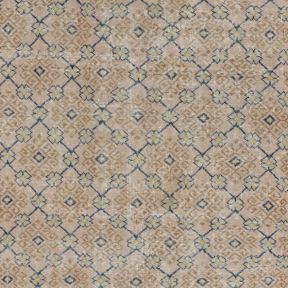 Vintage Handmade Pink Turkish Accent Rug with Floral Design