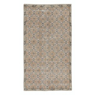 Vintage Handmade Pink Turkish Accent Rug with Floral Design