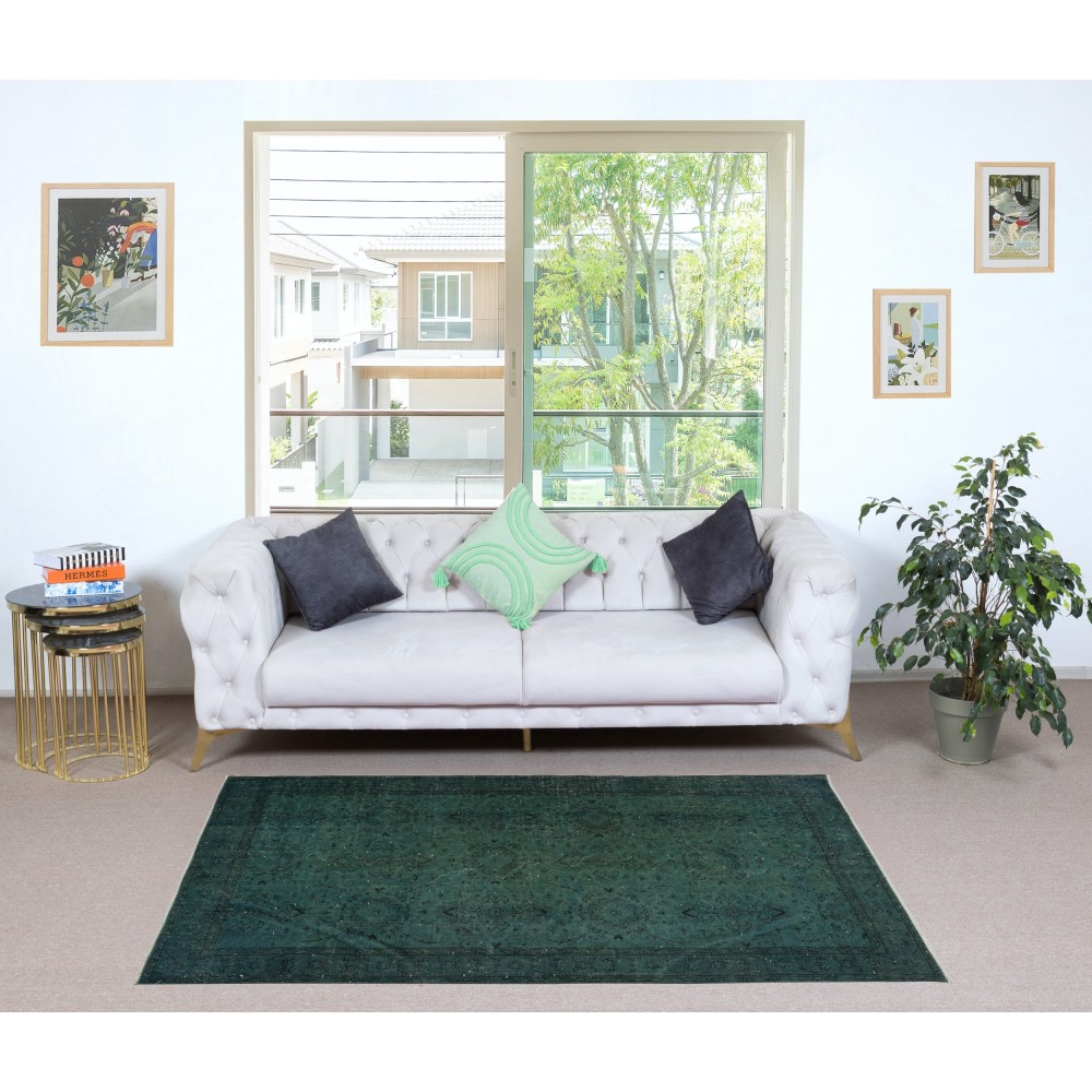 Dark Green Handmade Accent Rug from Turkey. Great 4 Modern Interiors