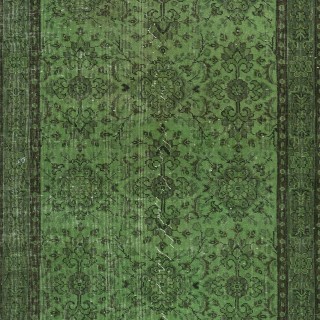 Green Color Over-Dyed Rug. Modern Handmade Turkish Accent Rug. Bohemian Home Decor