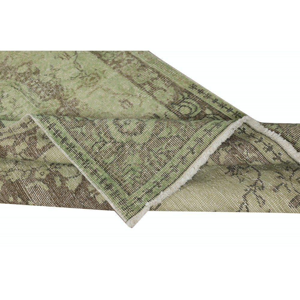 Contemporary Handmade Baroque Design Turkish Accent Rug in Light Green Color, Woolen Floor Covering