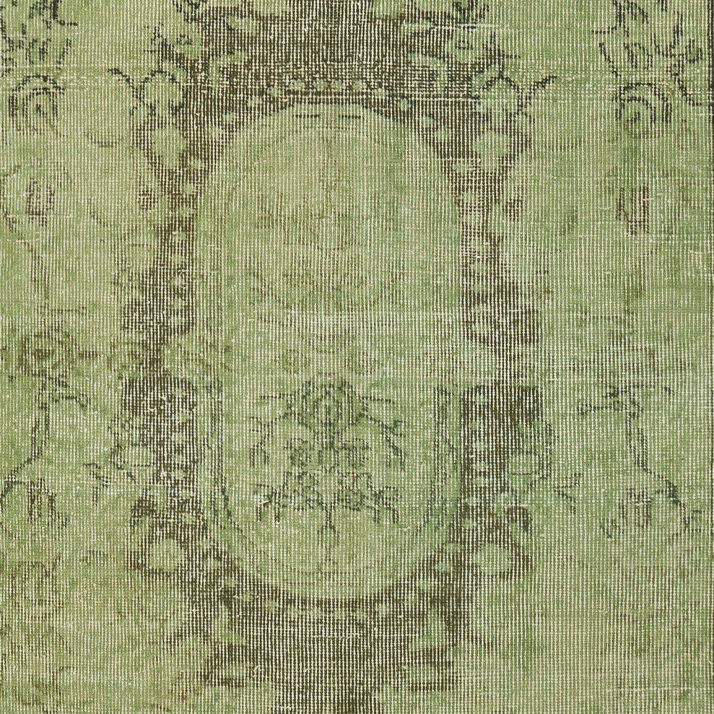 Contemporary Handmade Baroque Design Turkish Accent Rug in Light Green Color, Woolen Floor Covering