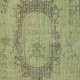 Contemporary Handmade Baroque Design Turkish Accent Rug in Light Green Color, Woolen Floor Covering