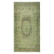 Contemporary Handmade Baroque Design Turkish Accent Rug in Light Green Color, Woolen Floor Covering