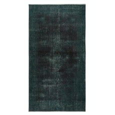 Contemporary Accent Rug in Dark Green. Hand-Knotted in Turkey. Wool pile on cotton foundation