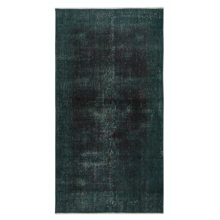 Contemporary Accent Rug in Dark Green. Hand-Knotted in Turkey. Wool pile on cotton foundation
