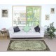 Handmade Low Pile Accent Rug. Light Green Color Hand Knotted Turkish Rug
