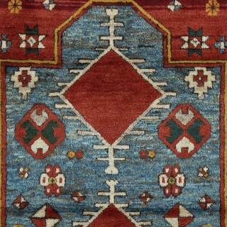 Reproduction of an antique Caucasian Bordjalo Kazak Prayer Rug. 100% Wool. Natural Dyes.