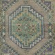 Traditional Vintage Handmade Turkish Village Rug with Geometric Medallion Design, 100% Wool