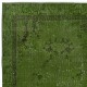Art Deco Chinese Inspired Handmade Turkish Accent Rug Over-Dyed in Green