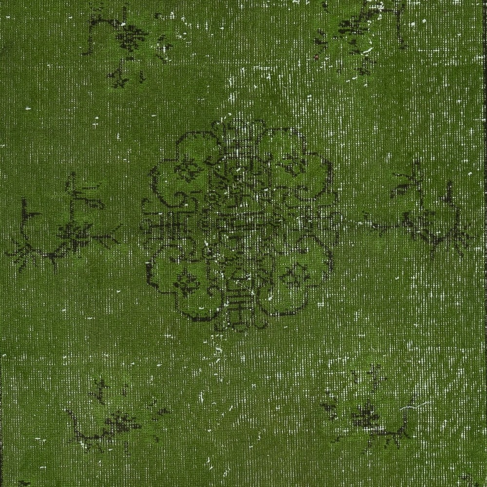 Art Deco Chinese Inspired Handmade Turkish Accent Rug Over-Dyed in Green