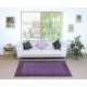 Contemporary Floral Patterned Accent Rug in Purple, Hand-Knotted in Turkey