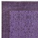 Contemporary Floral Patterned Accent Rug in Purple, Hand-Knotted in Turkey