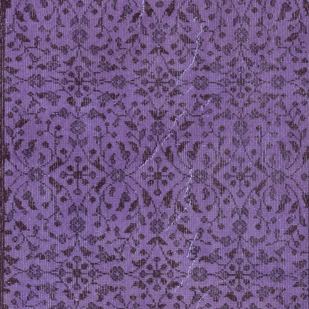 Contemporary Floral Patterned Accent Rug in Purple, Hand-Knotted in Turkey