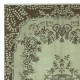 Contemporary Handmade Turkish Rug in Green. Medallion Design Accent Rug