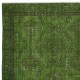 Modern Hand Knotted Turkish Accent Rug in Green Color
