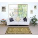Handmade Turkish Rug in Yellow Color, Modern Floral Patterned Floor Covering