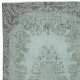 Modern Handmade Turkish Accent Rug Re-Dyed in Light Blue. Woolen Floor Covering