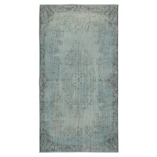 Modern Handmade Turkish Accent Rug for Entryway. Light Blue Color Kitchen Rug