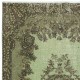 Hand-Made Medallion Design Small Rug from Turkey. Green Color Re-Dyed Accent Rug