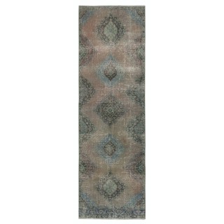 Vintage Hallway Runner. Kitchen Rug. Handmade Corridor Rug. Stair Rug. Brown Entryway Rug