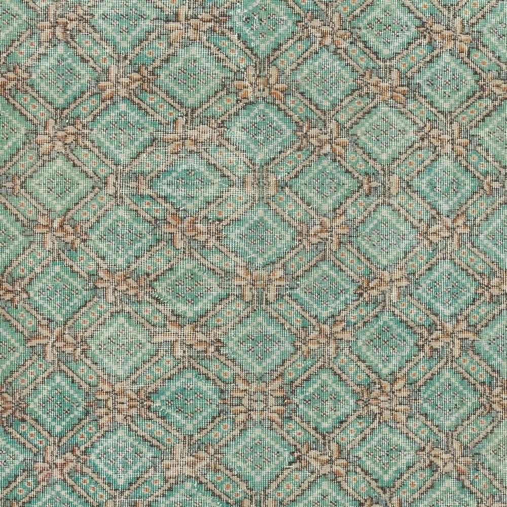 Vintage Handmade Turkish Accent Rug in Green Color for modern interiors
