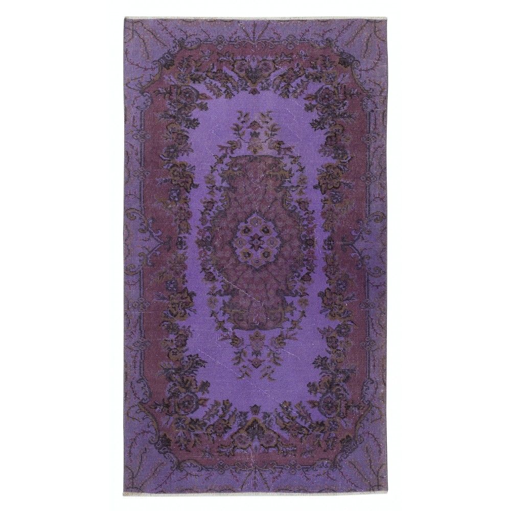 Modern Accent Rug in Purple Color, Hand-Knotted in Turkey
