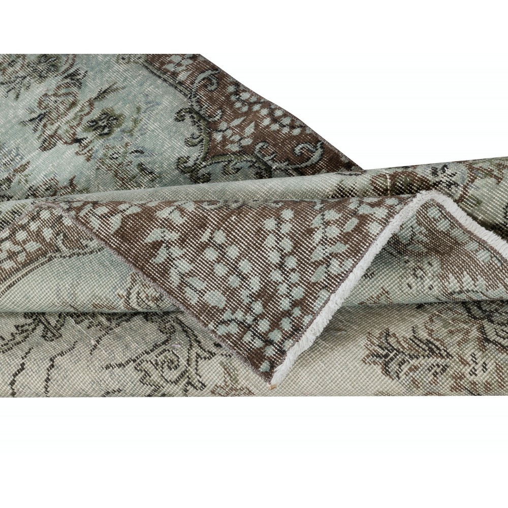 Light Blue Color Over-Dyed Small Rug. Handmade Turkish Accent Rug. Modern Home Decor
