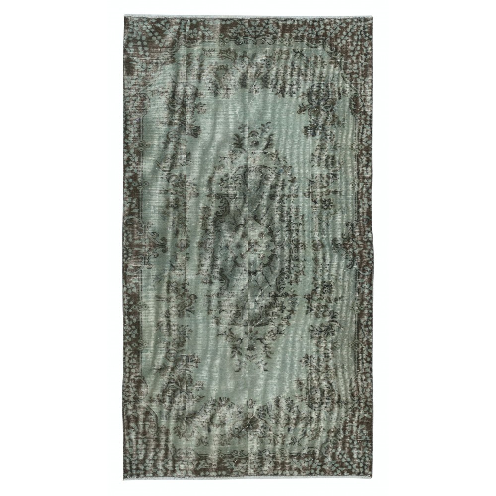 Light Blue Color Over-Dyed Small Rug. Handmade Turkish Accent Rug. Modern Home Decor