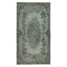 Light Blue Color Over-Dyed Small Rug. Handmade Turkish Accent Rug. Modern Home Decor