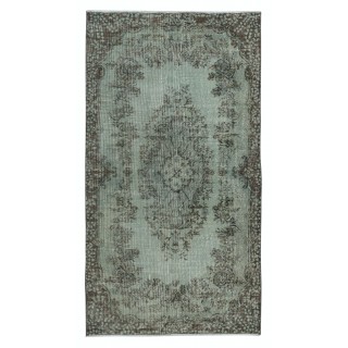 Light Blue Color Over-Dyed Small Rug. Handmade Turkish Accent Rug. Modern Home Decor