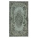 Light Blue Color Over-Dyed Small Rug. Handmade Turkish Accent Rug. Modern Home Decor