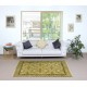Handmade Turkish Rug in Yellow Color, Modern Floral Patterned Floor Covering