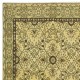 Handmade Turkish Rug in Yellow Color, Modern Floral Patterned Floor Covering