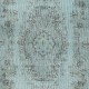 Light Blue Color Over-Dyed Small Rug. Handmade Turkish Accent Rug with Medallion Design