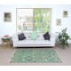Green Color Handmade Turkish Accent Rug with Flower Design. Woolen Floor Covering