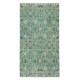 Green Color Handmade Turkish Accent Rug with Flower Design. Woolen Floor Covering