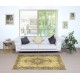 Decorative Handmade Turkish Area Rug in Yellow with Medallion Design