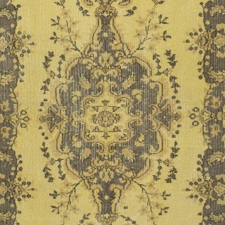 Decorative Handmade Turkish Area Rug in Yellow with Medallion Design