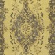 Decorative Handmade Turkish Area Rug in Yellow with Medallion Design