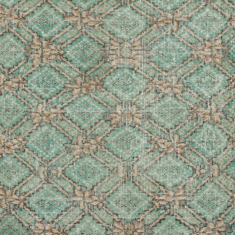 Hand knotted Vintage Floral Design Turkish Accent Rug in Shades of Green
