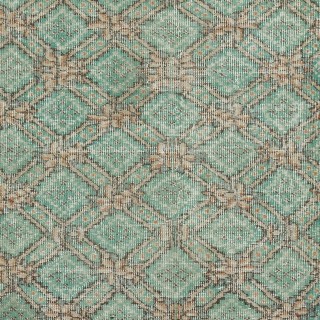 Hand knotted Vintage Floral Design Turkish Accent Rug in Shades of Green
