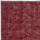 Contemporary Handmade Wool Turkish Accent Rug Over-Dyed in Red