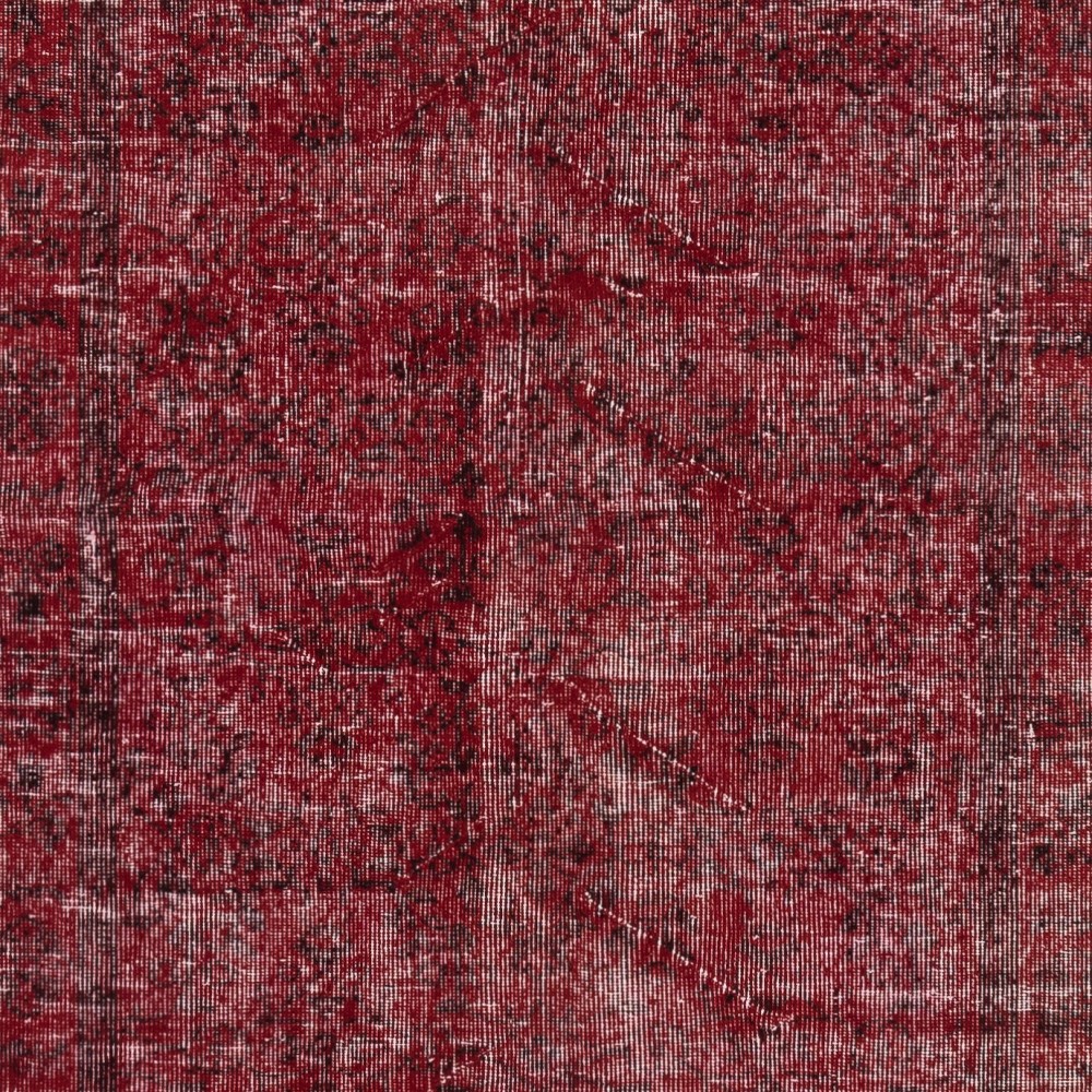 Contemporary Handmade Wool Turkish Accent Rug Over-Dyed in Red