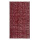 Contemporary Handmade Wool Turkish Accent Rug Over-Dyed in Red