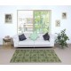 Modern Handmade Turkish Accent Rug with Floral Design and Green Background